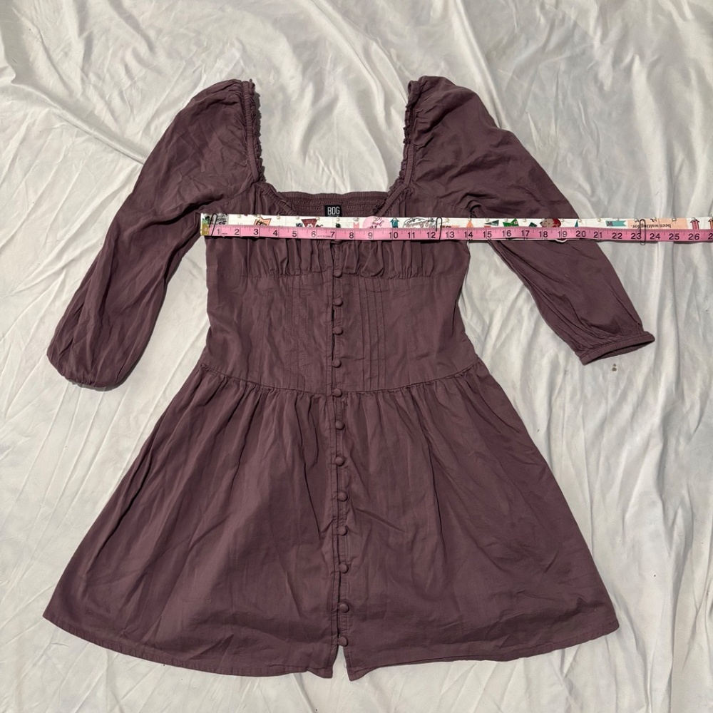 BDG Urban Outfitters Button-Down Puff Sleeve Dress - Mauve - S - Picture 9 of 9